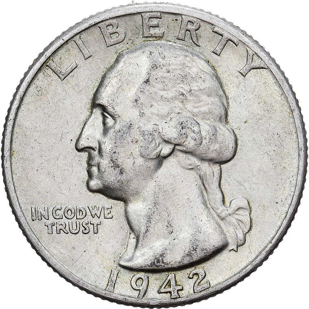 Estados Unidos, Quarter, Washington, 1942, Philadelphia, Plata, EBC, KM:164