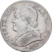 ESTADOS ITALIANOS, PAPAL STATES, Pius IX, Lira, 1867, Rome, Prata, EF(40-45)