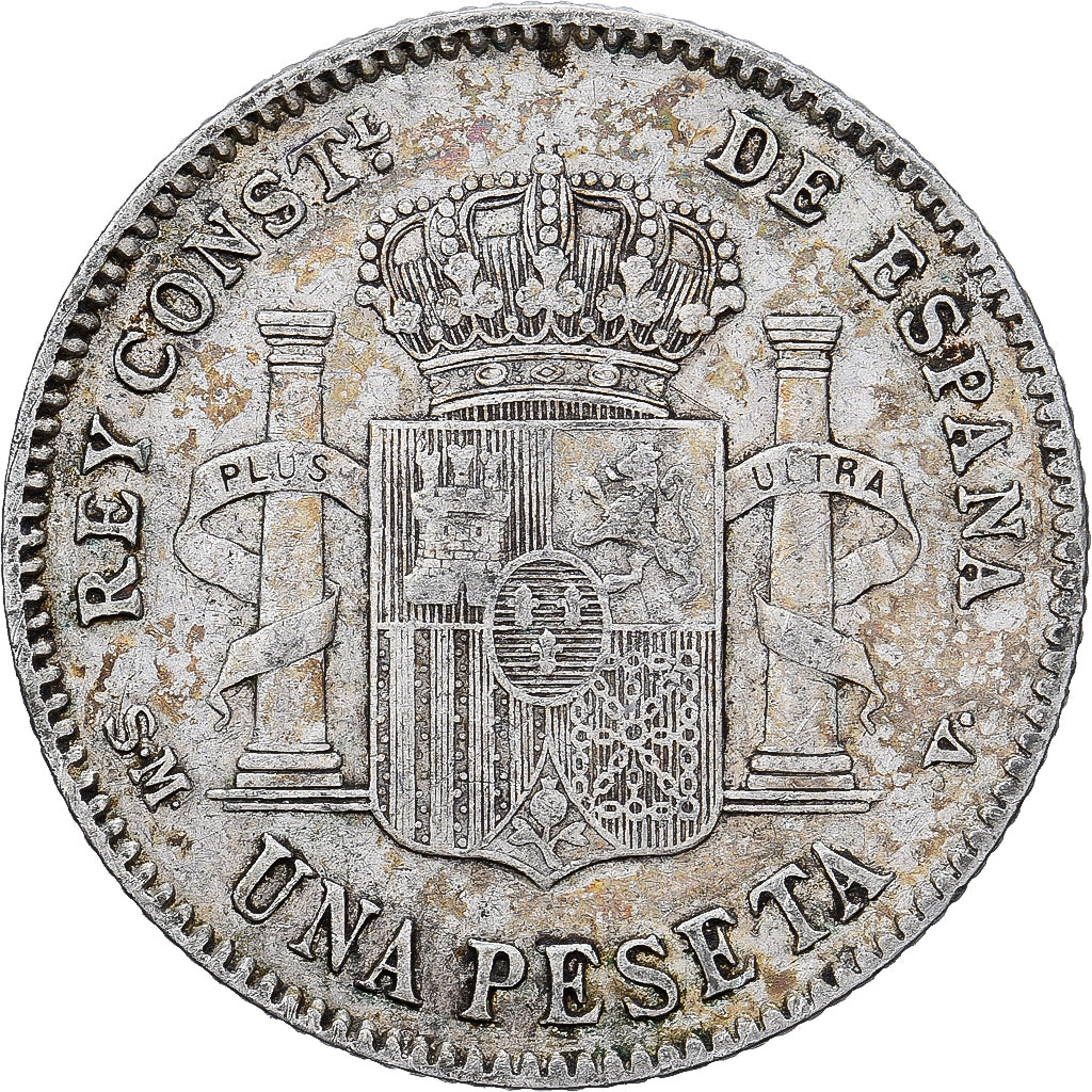 España, Alfonso XIII, Peseta, 1901, Madrid, Plata, BC+, KM:706