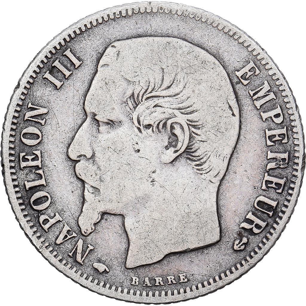 France, Napoleon III, Franc, 1859, Paris, Silver, VF(20-25), Gadoury:460