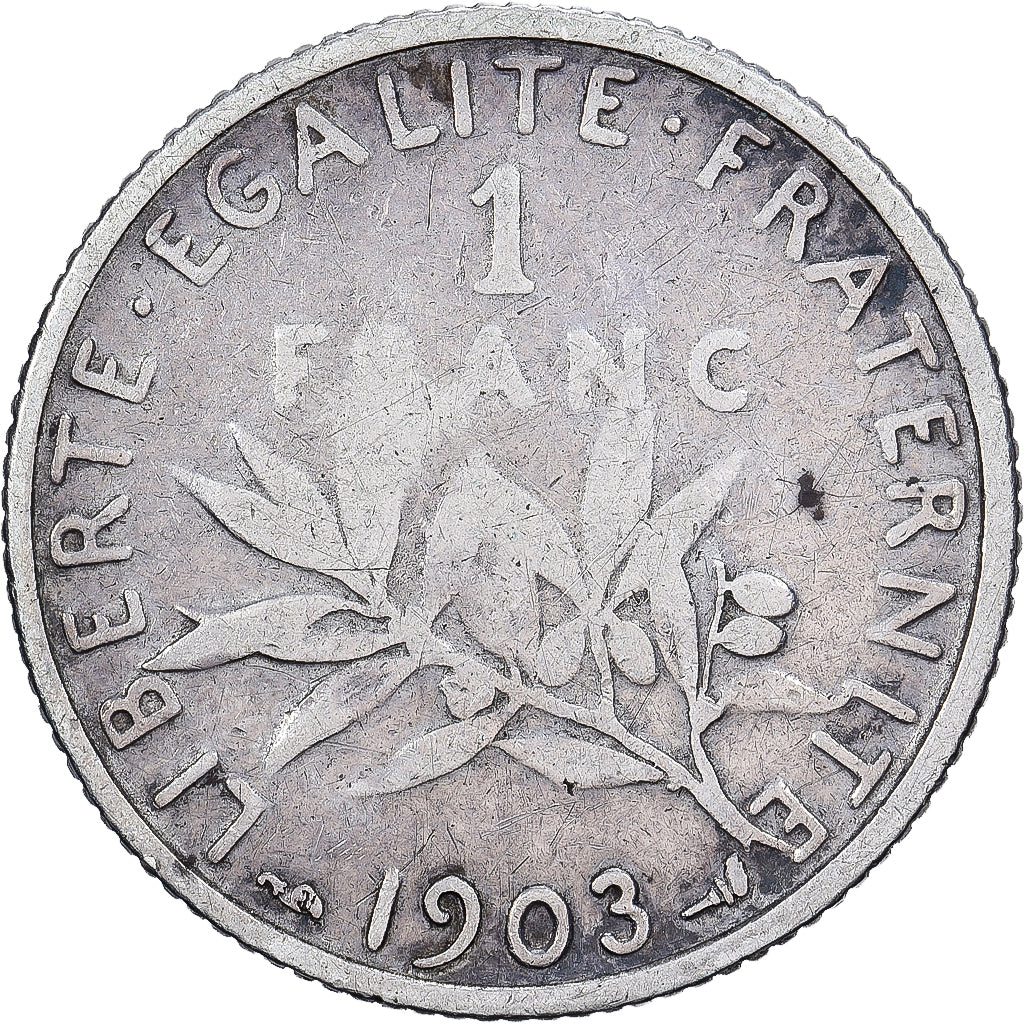 Frankrijk, 1 Franc, Semeuse, 1903, Paris, Zilver, ZG+, Gadoury:467, KM:844.1