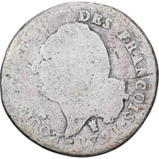 França, Louis XVI, 15 Sols, 1/8 ECU, 15 sols françois, 1791, Limoges, Prata