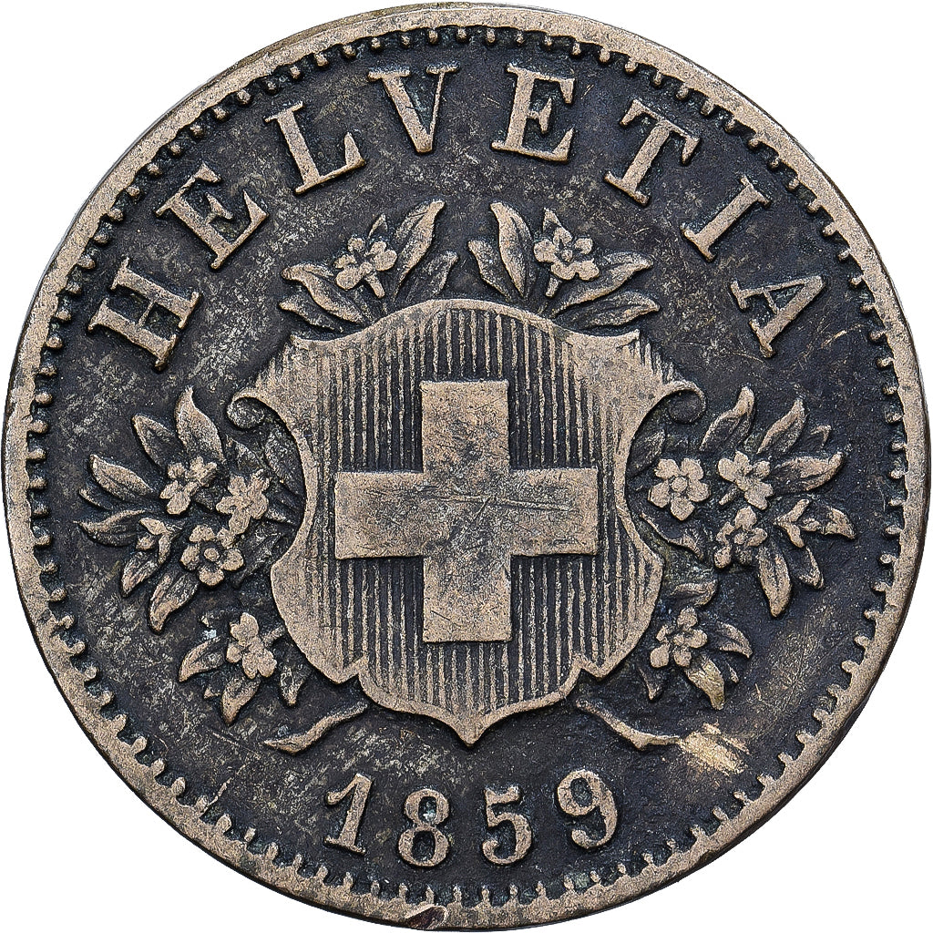 Svizzera, 20 Rappen, 1859, Bern, Biglione, MB+, KM:7