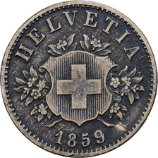 Svizzera, 20 Rappen, 1859, Bern, Biglione, MB+, KM:7