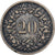 Szwajcaria, 20 Rappen, 1859, Bern, Bilon, VF(30-35), KM:7