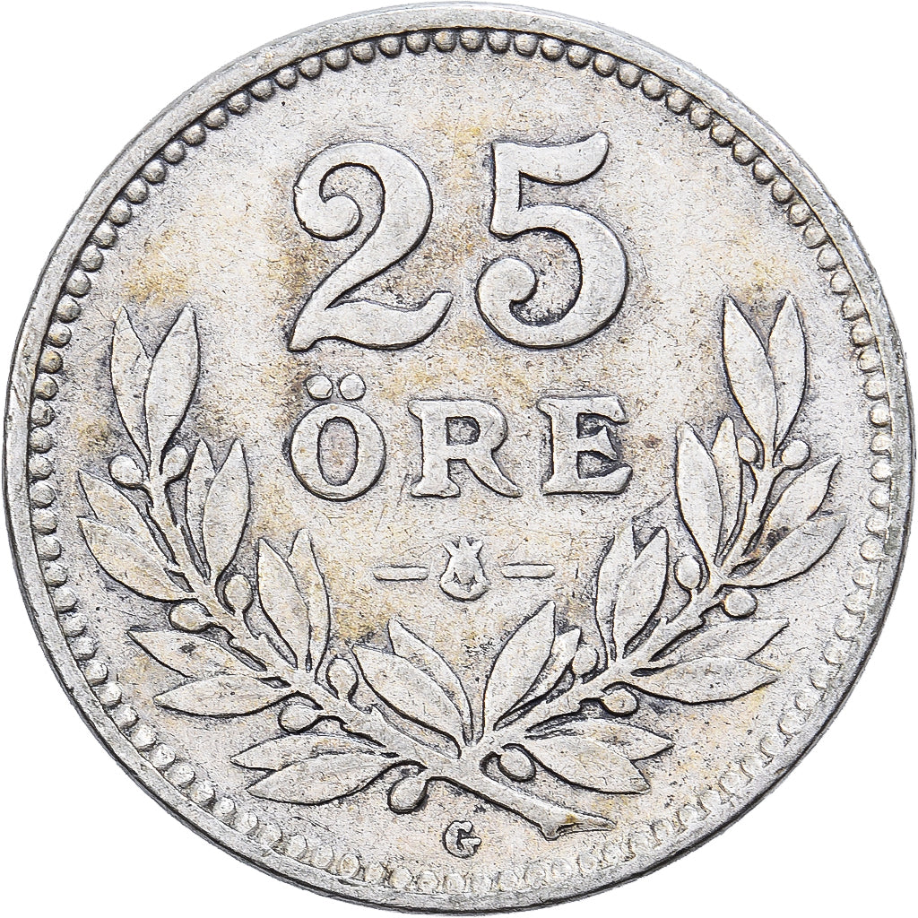 Zweden, Gustaf V, 25 Öre, 1934, Zilver, ZF, KM:785