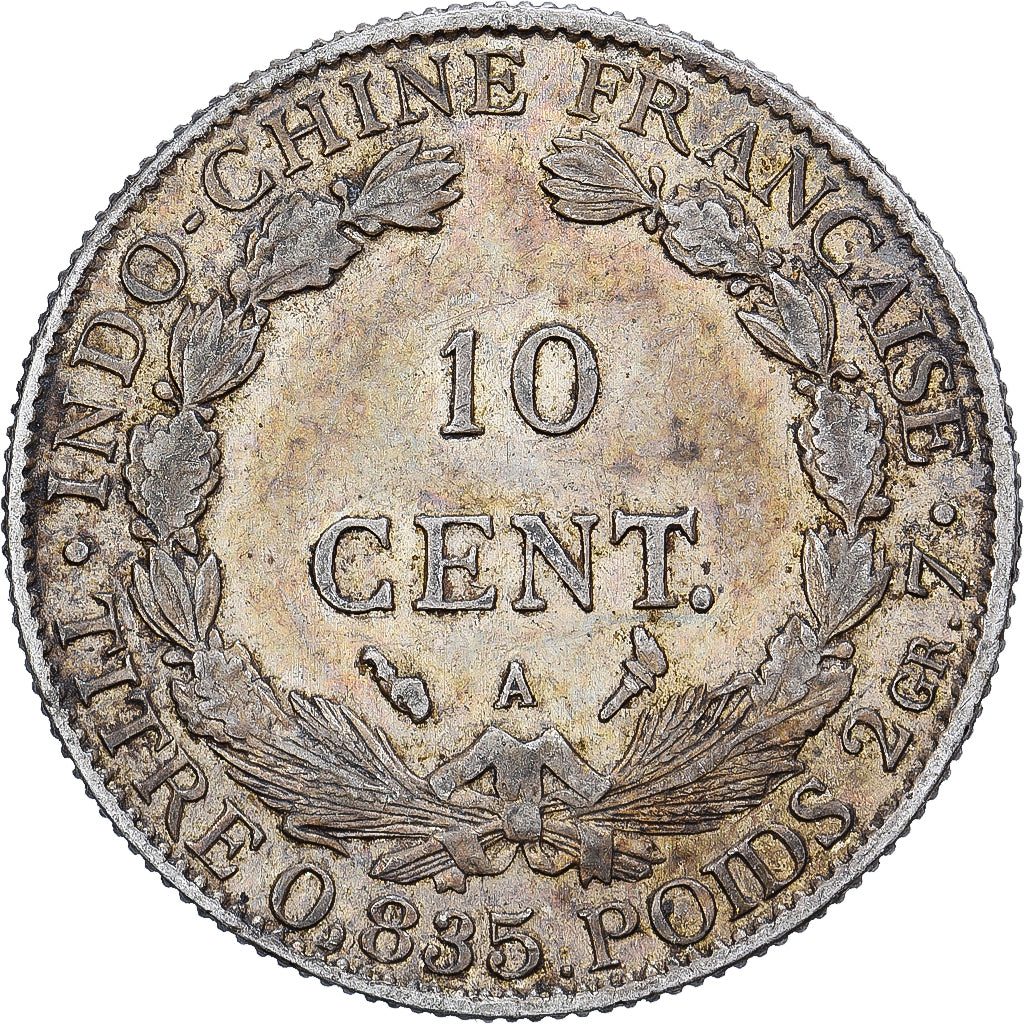 French Indochina, 10 Cents, 1914, Paris, Silver, VF(30-35), Lecompte:153, KM:9