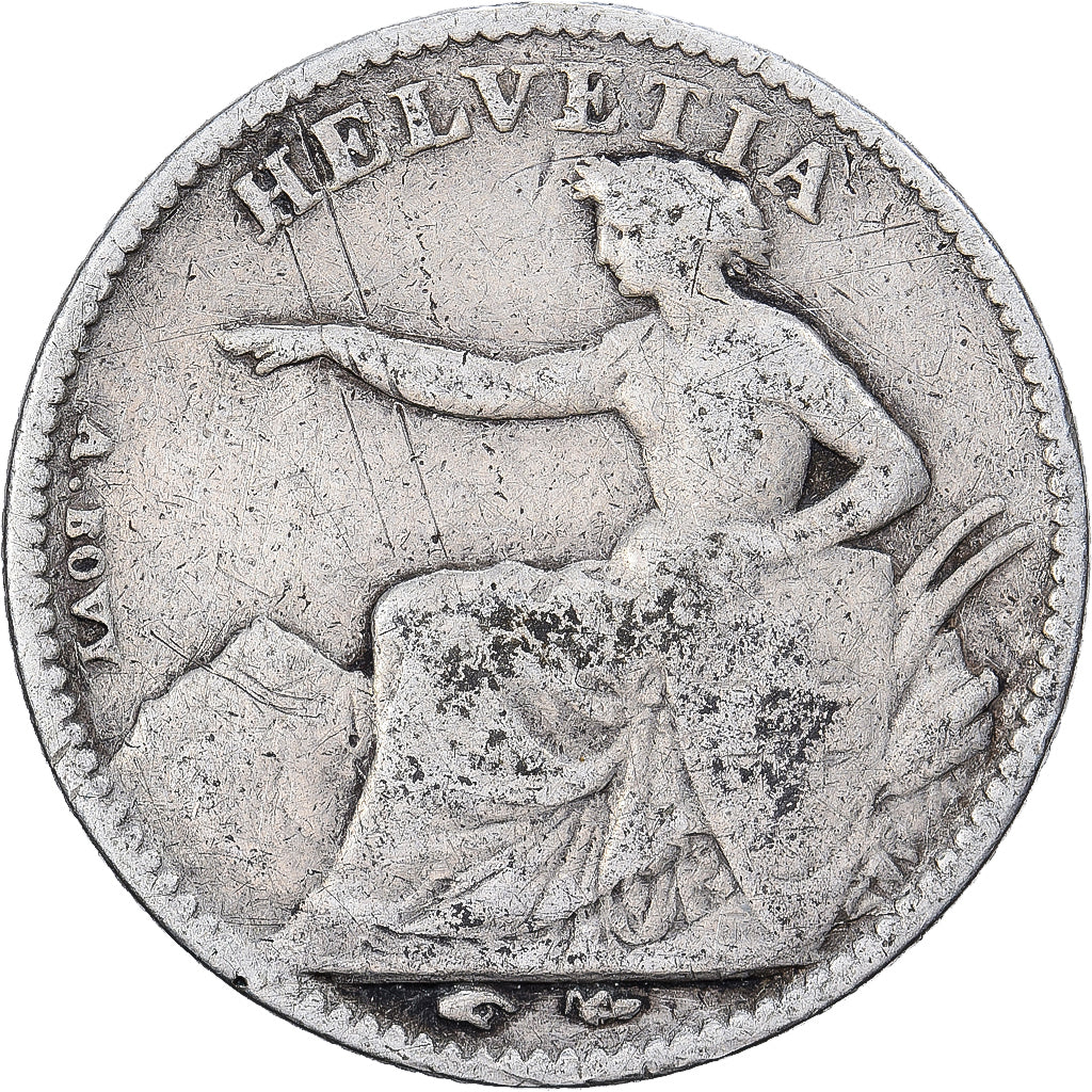 Suiza, 1/2 Franc, Helvetia, 1851, Plata, BC+, KM:8