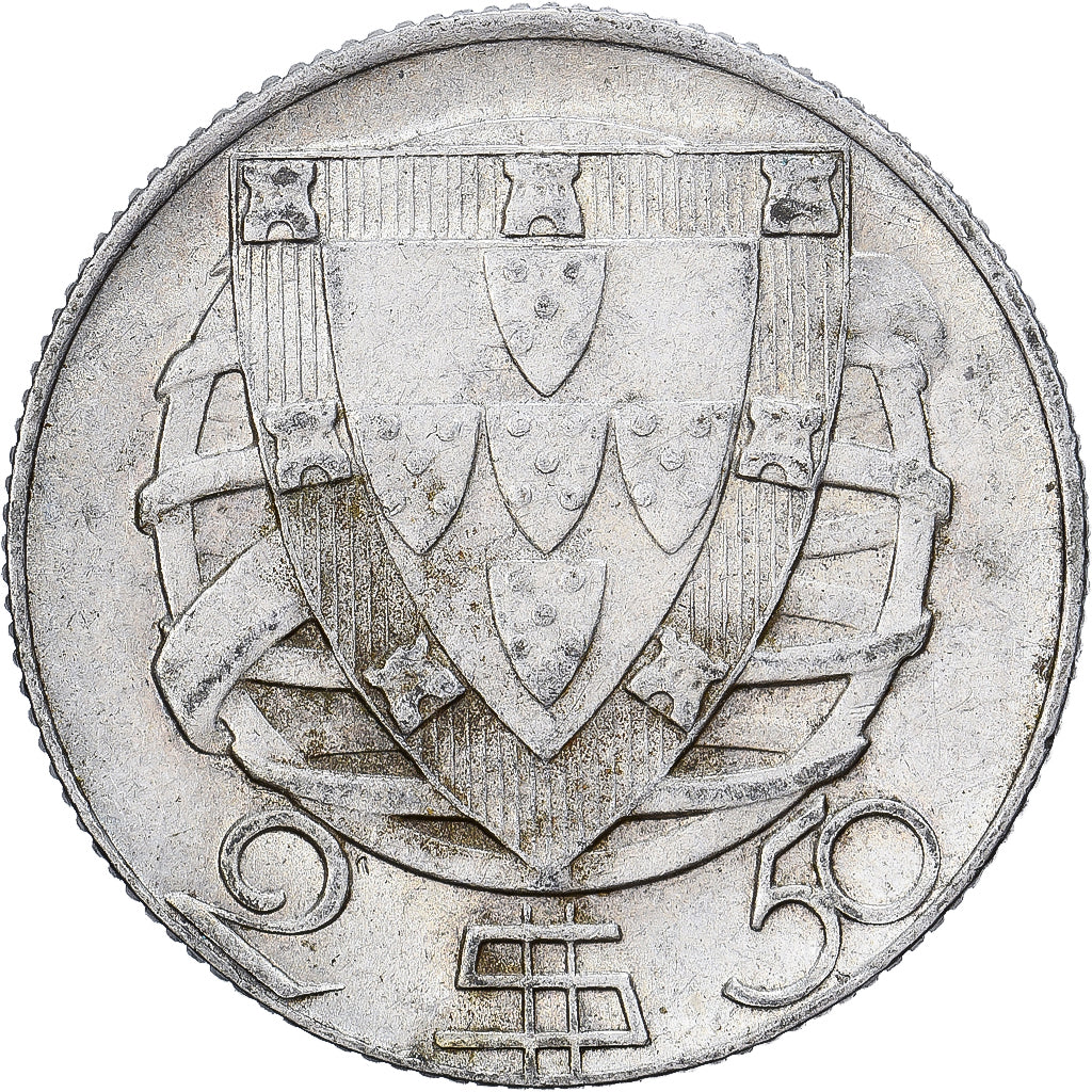 Portugal, 2-1/2 Escudos, 1944, Lisbon, Prata, EF(40-45)