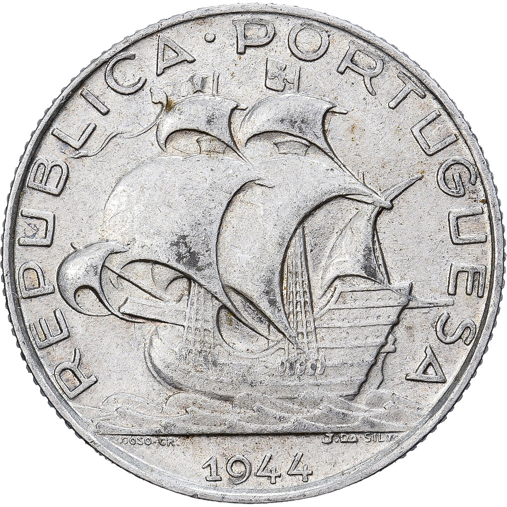Portugal, 2-1/2 Escudos, 1944, Lisbon, Prata, AU(50-53)