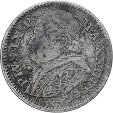 Papal States, Pius IX, 10 Soldi, 1868, Rome, Prata, VF(20-25), KM:1386.1