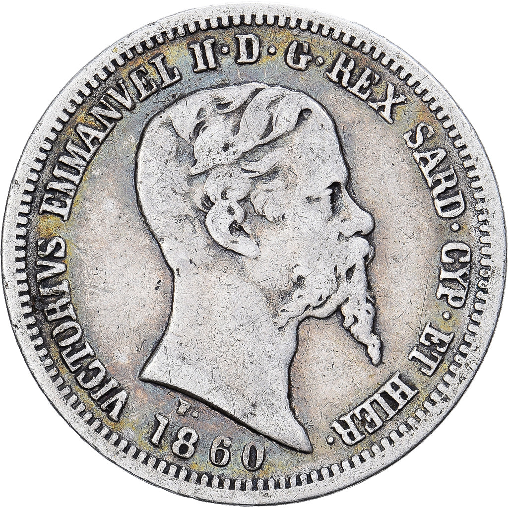 Estados italianos, SARDINIA, Vittorio Emanuele II, 50 Centesimi, 1860, Milan