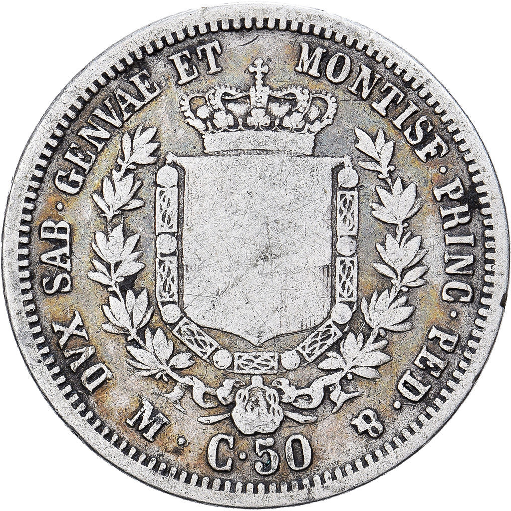 Estados italianos, SARDINIA, Vittorio Emanuele II, 50 Centesimi, 1860, Milan