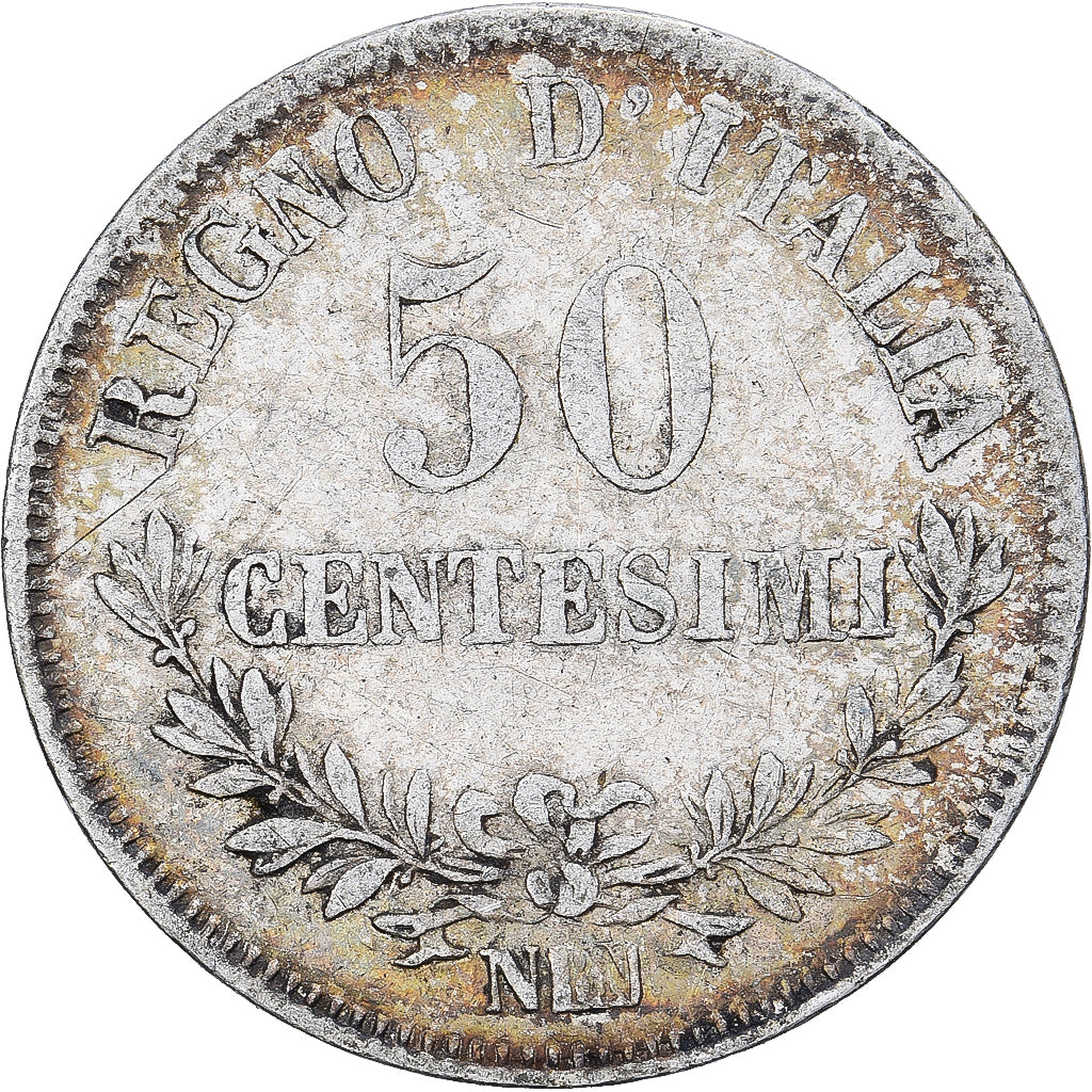 Itália, Vittorio Emanuele II, 50 Centesimi, 1863, Naples, Prata, VF(30-35)