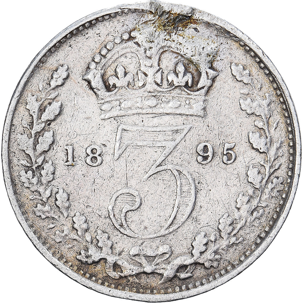 Grande-Bretagne, Victoria, 3 Pence, 1895, Argent, B+, KM:777