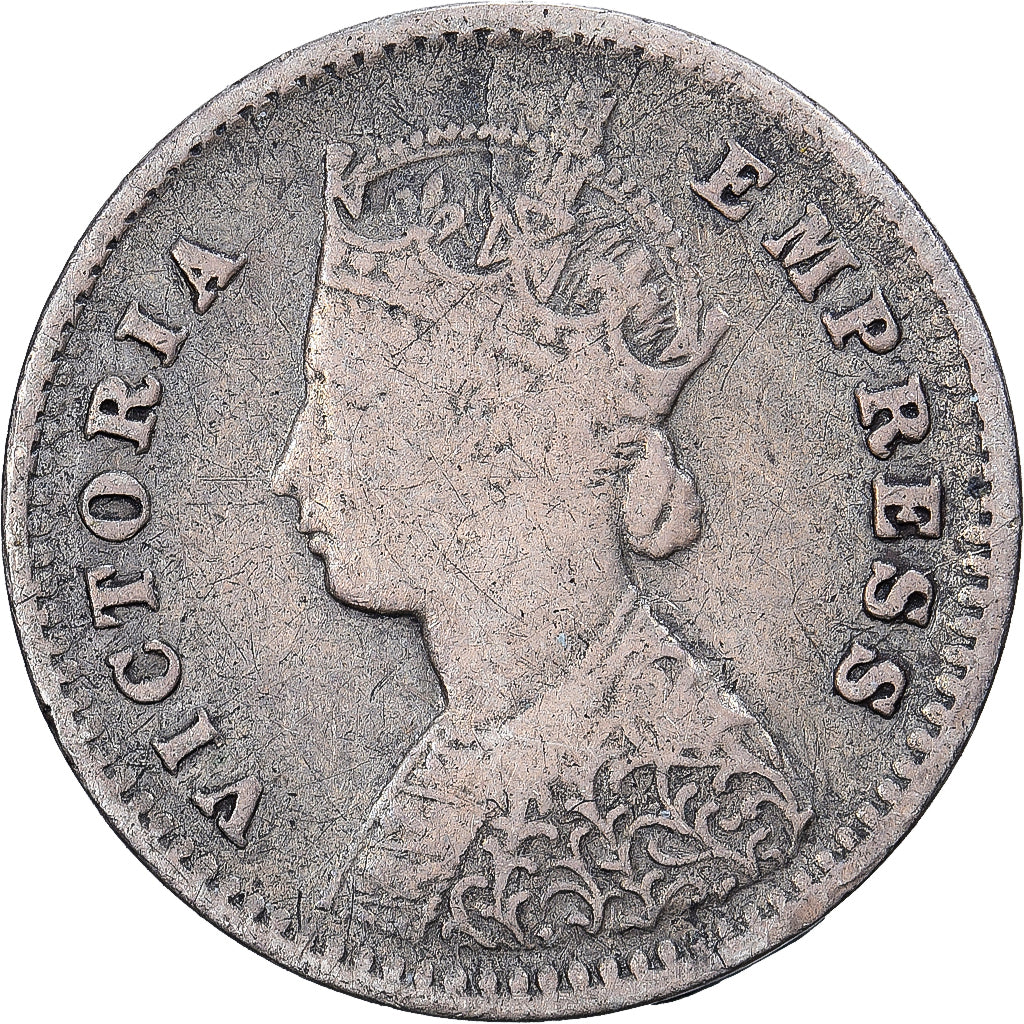 India-Britannica, Victoria, 2 Annas, 1890, Argento, MB, KM:488