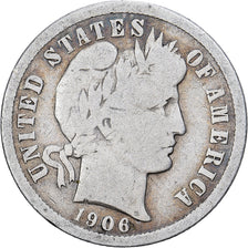 États-Unis, Dime, Barber Dime, 1906, Philadelphie, Argent, TB+, KM:113