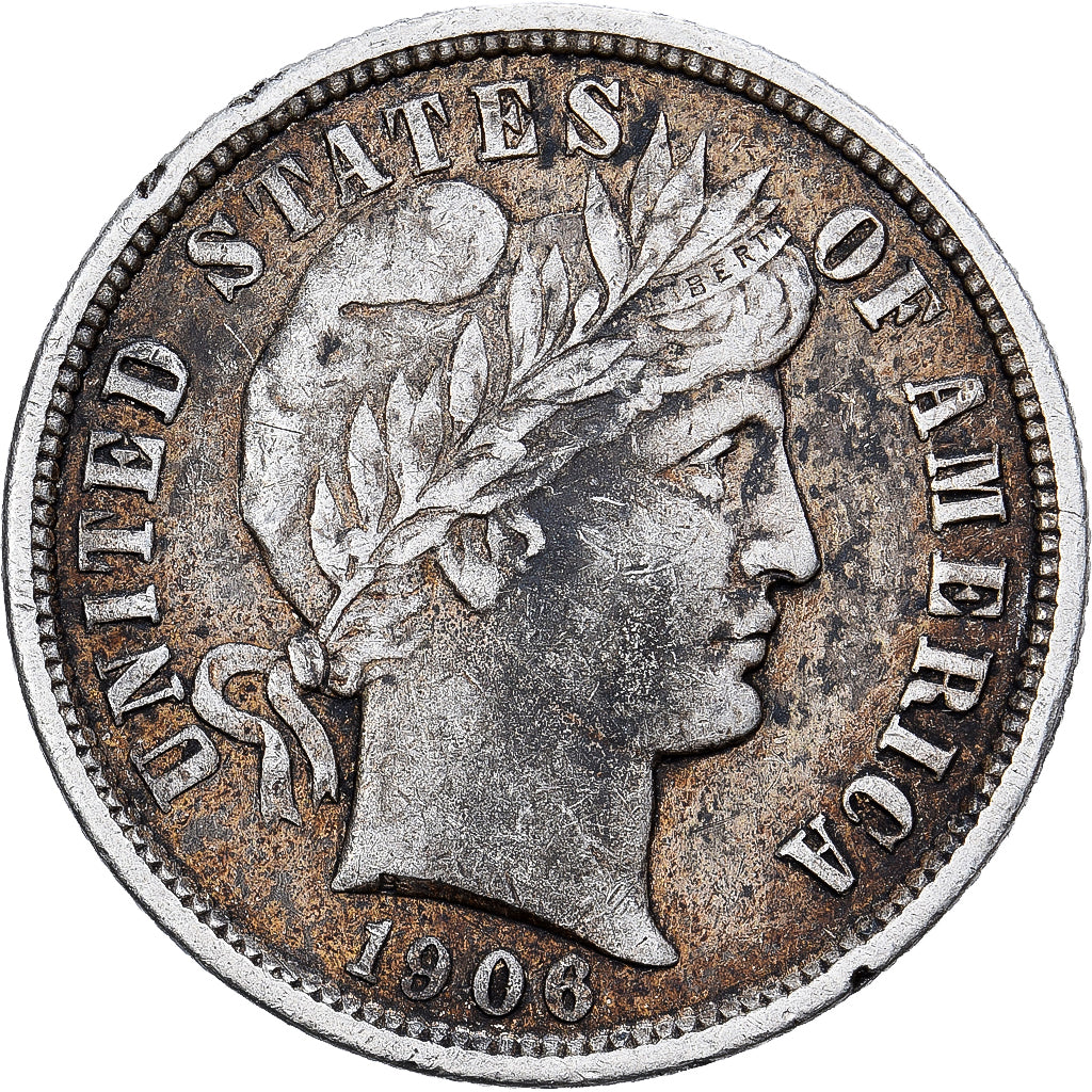 United States, Dime, Barber Dime, 1906, Philadelphia, Silver, EF(40-45), KM:113