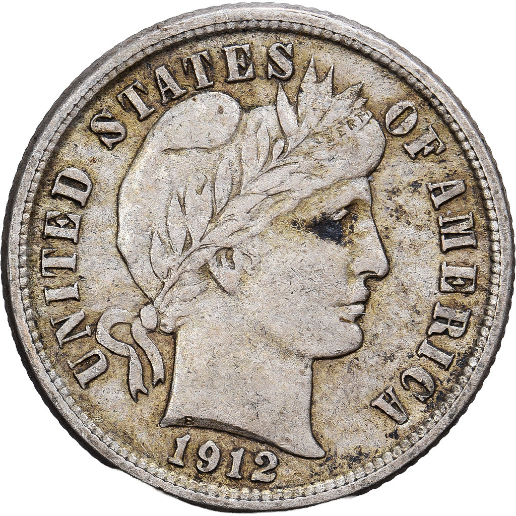 Estados Unidos, Dime, Barber Dime, 1912, Philadelphia, Plata, BC+, KM:113