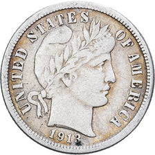 États-Unis, Dime, Barber Dime, 1913, Philadelphie, Argent, TB+, KM:113