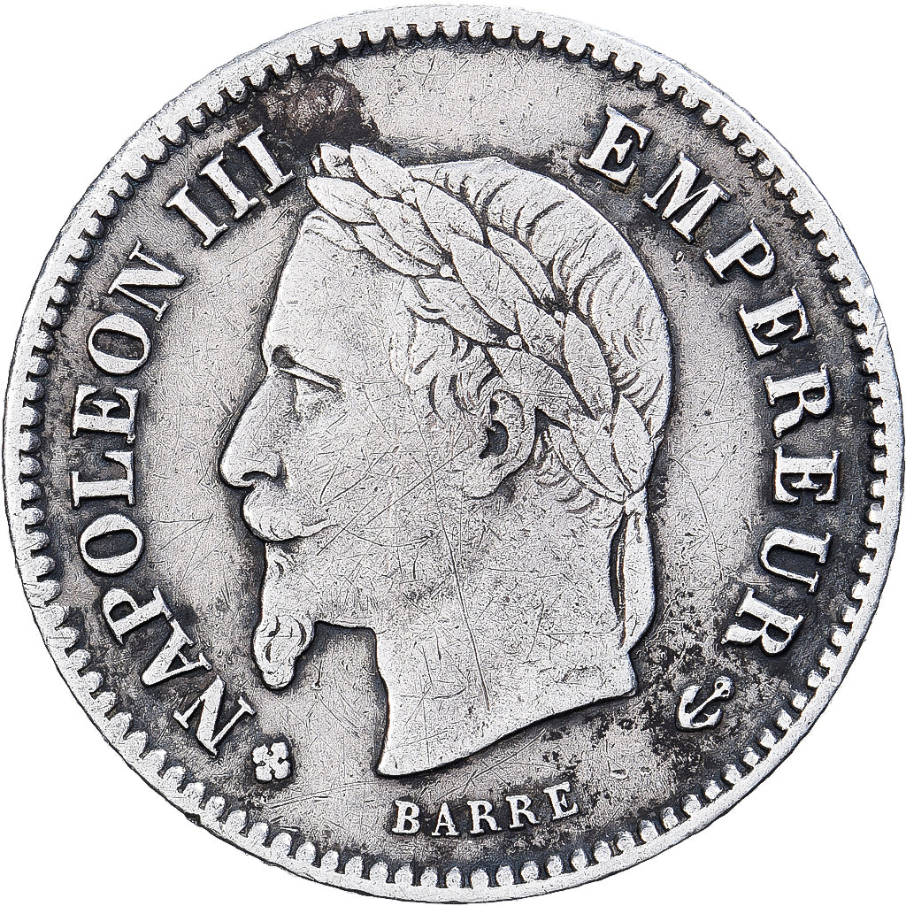 Frankrijk, Napoleon III, 20 Centimes, 1868, Strasbourg, Zilver, FR+