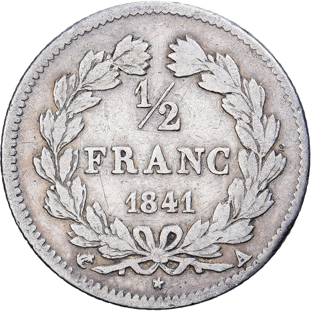 Francja, 1/2 Franc, Louis-Philippe, 1841, Paris, Srebro, VF(20-25), Gadoury:408