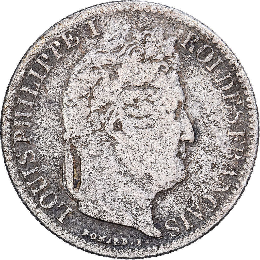 Francia, 50 Centimes, Louis-Philippe, 1845, Rouen, Plata, BC, Gadoury:408