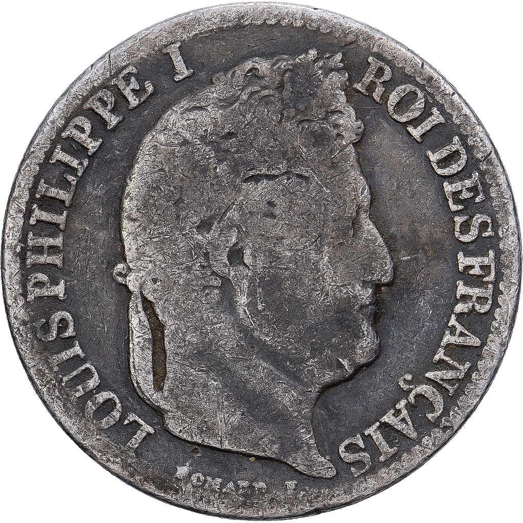 Francia, 50 Centimes, Louis-Philippe, 1845, Rouen, Plata, BC+, Gadoury:410