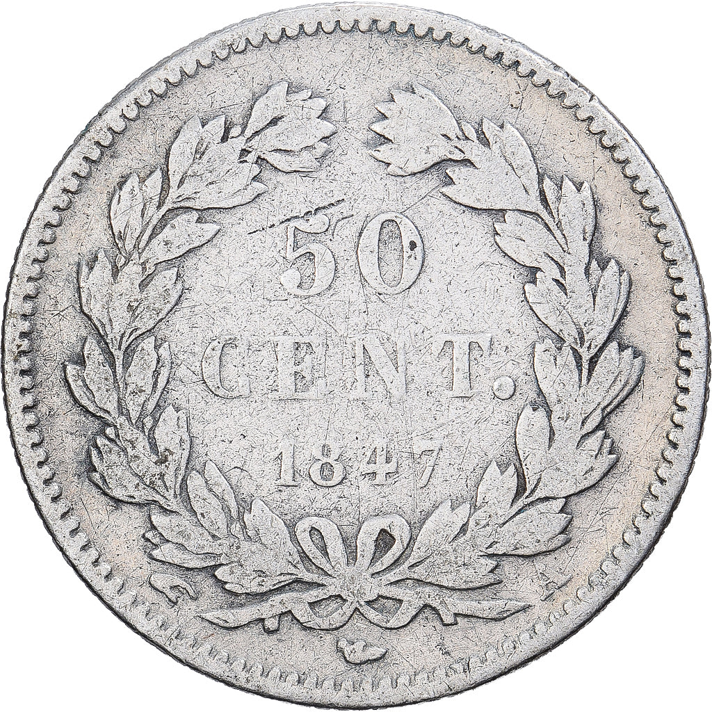 Francja, 50 Centimes, Louis-Philippe, 1847, Paris, Srebro, F(12-15)