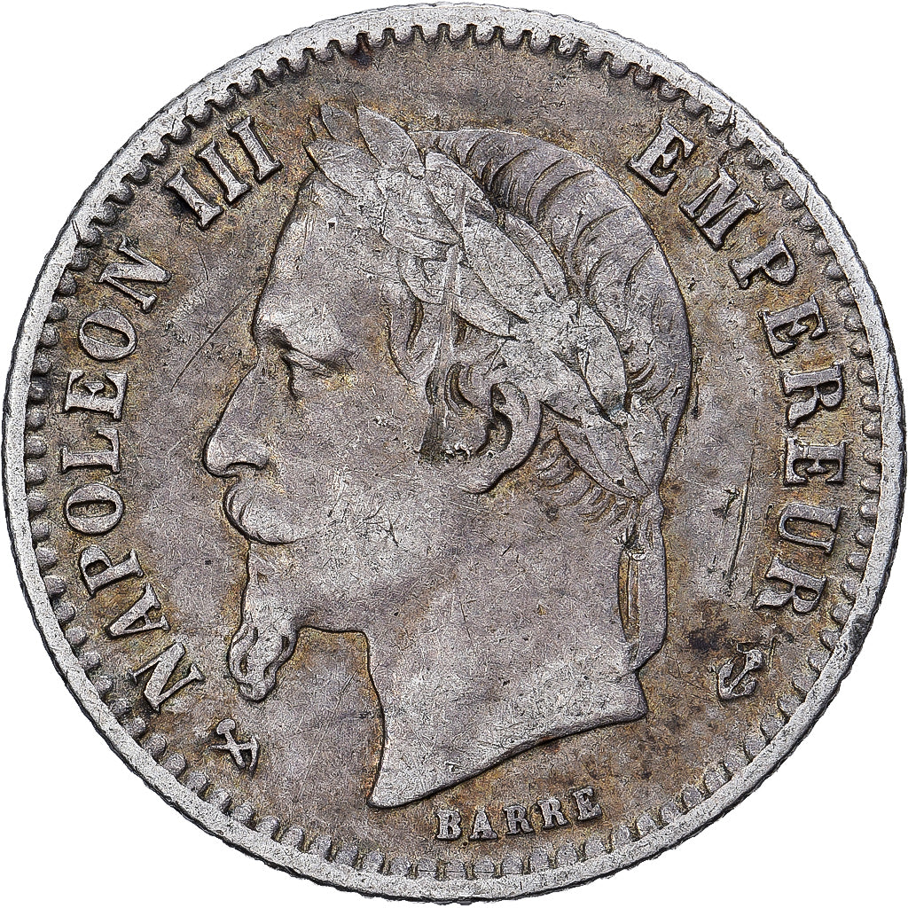 Francia, Napoleon III, 50 Centimes, 1867, Bordeaux, Plata, BC+, Gadoury:417, Le