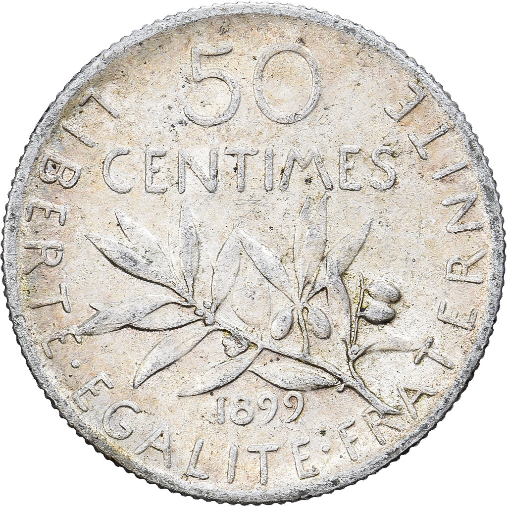 Francia, 50 Centimes, Semeuse, 1899, Paris, Plata, MBC+, Gadoury:420, KM:854