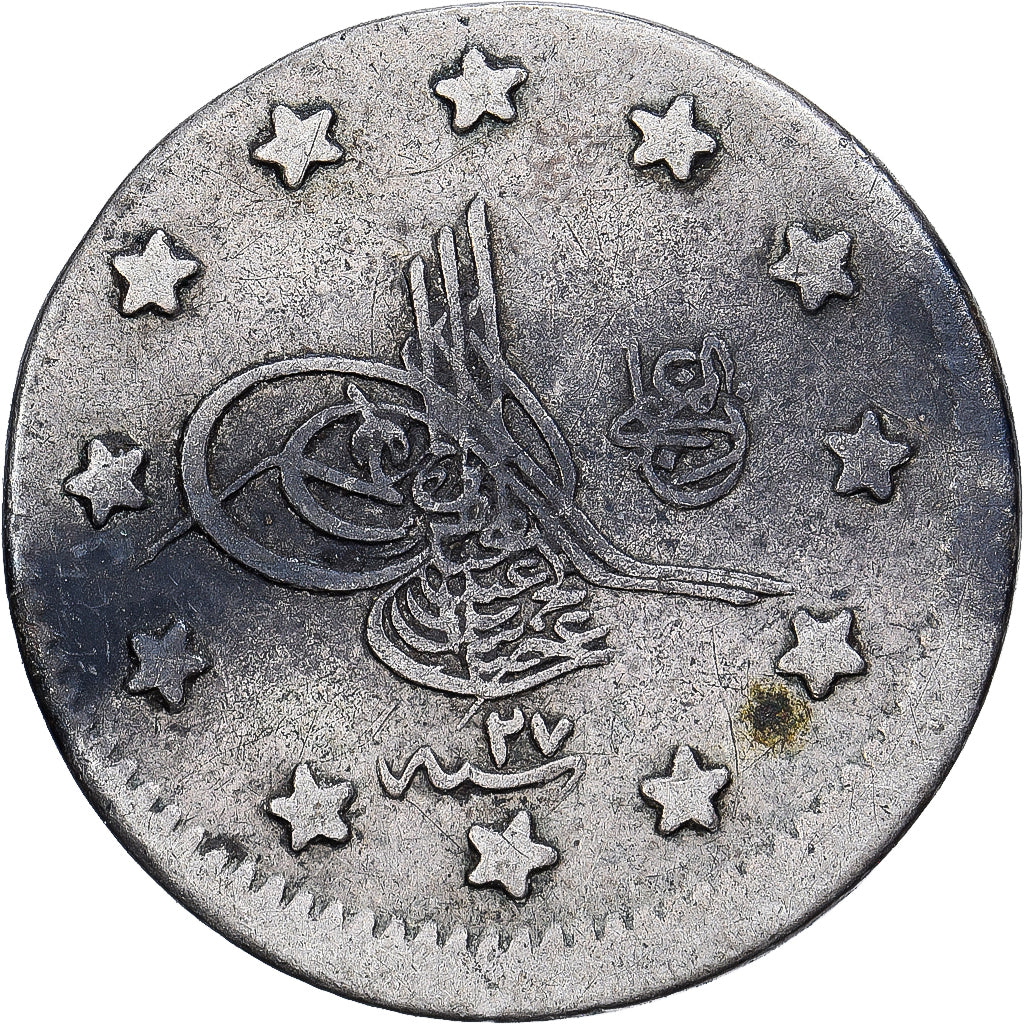 Türkei, Abdul Hamid II, Kurush, AH 1293/27 / 1902, Qustantiniyah, Silber, S