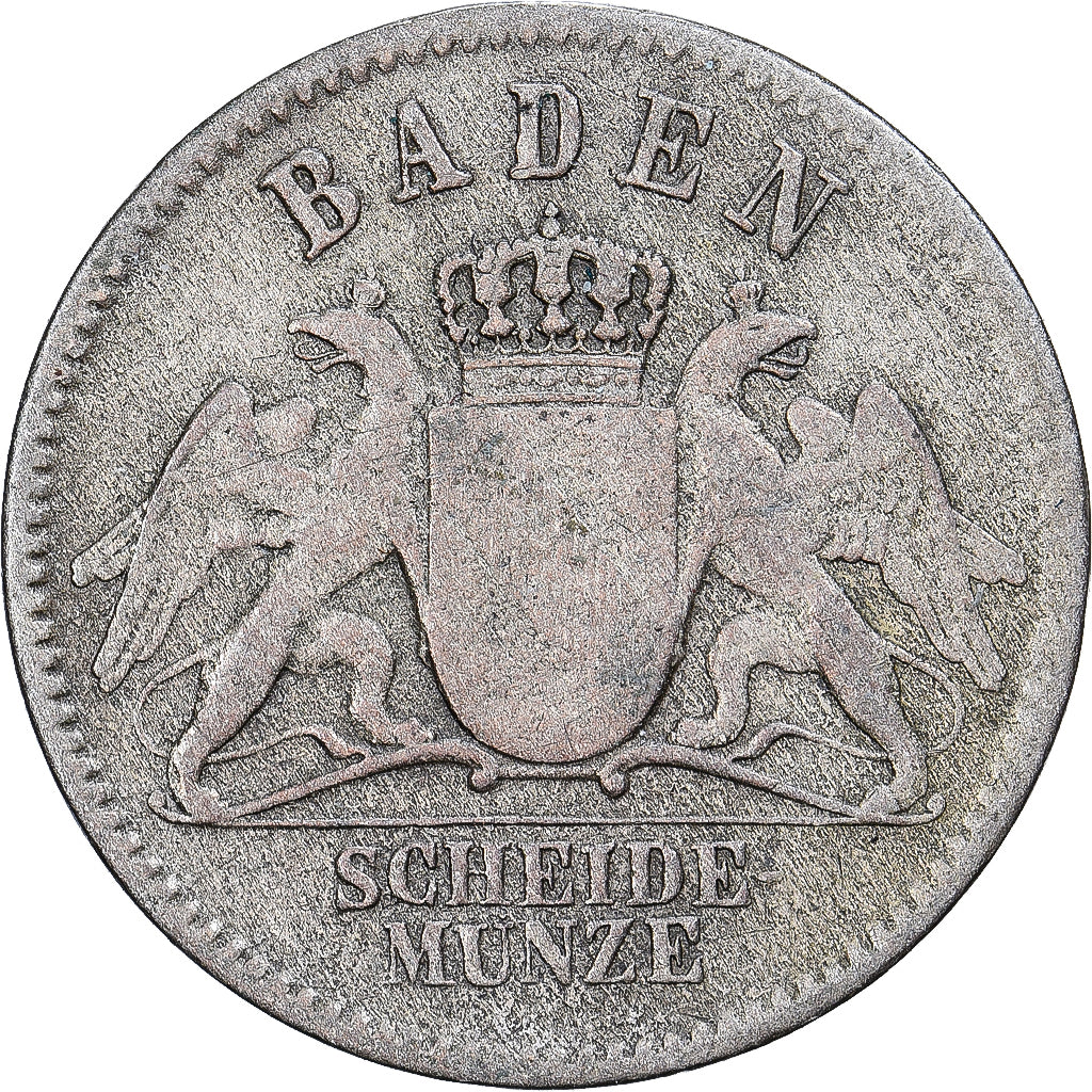 Stati tedeschi, BADEN, Friedrich I, 3 Kreuzer, 1870, Argento, BB, KM:246