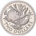 Barbados, 2 Dollars, 1973, Franklin Mint, Kupfer-Nickel, STGL, KM:15