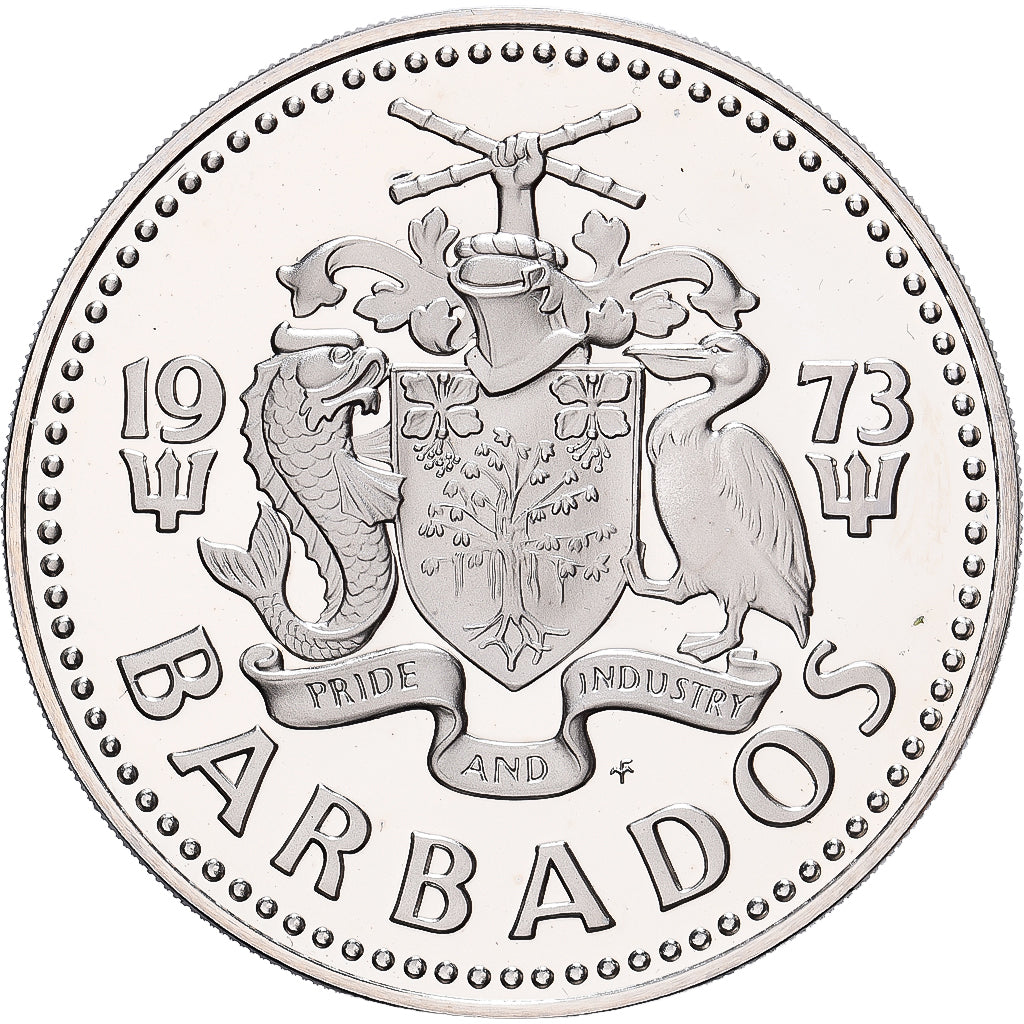Barbados, 2 Dollars, 1973, Franklin Mint, Kupfer-Nickel, STGL, KM:15
