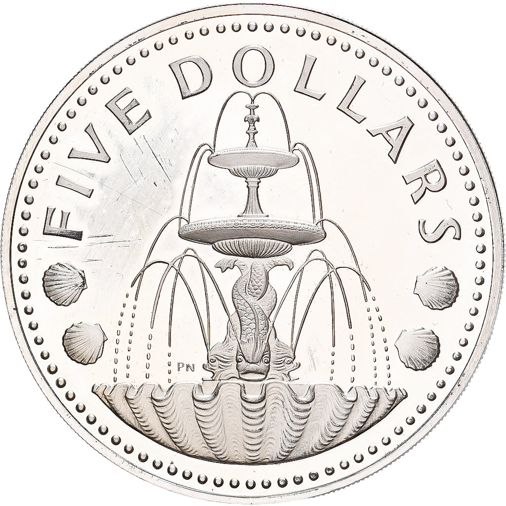 Barbados, 5 Dollars, 1973, Franklin Mint, Plata, FDC, KM:16a
