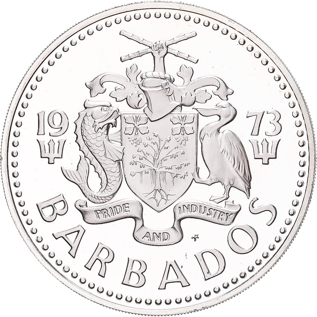 Barbados, 5 Dollars, 1973, Franklin Mint, Plata, FDC, KM:16a