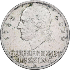 ALEMANHA, REPÚBLICA DE WEIMAR, 5 Mark, Lessing, 1929, Karlsruhe, Prata