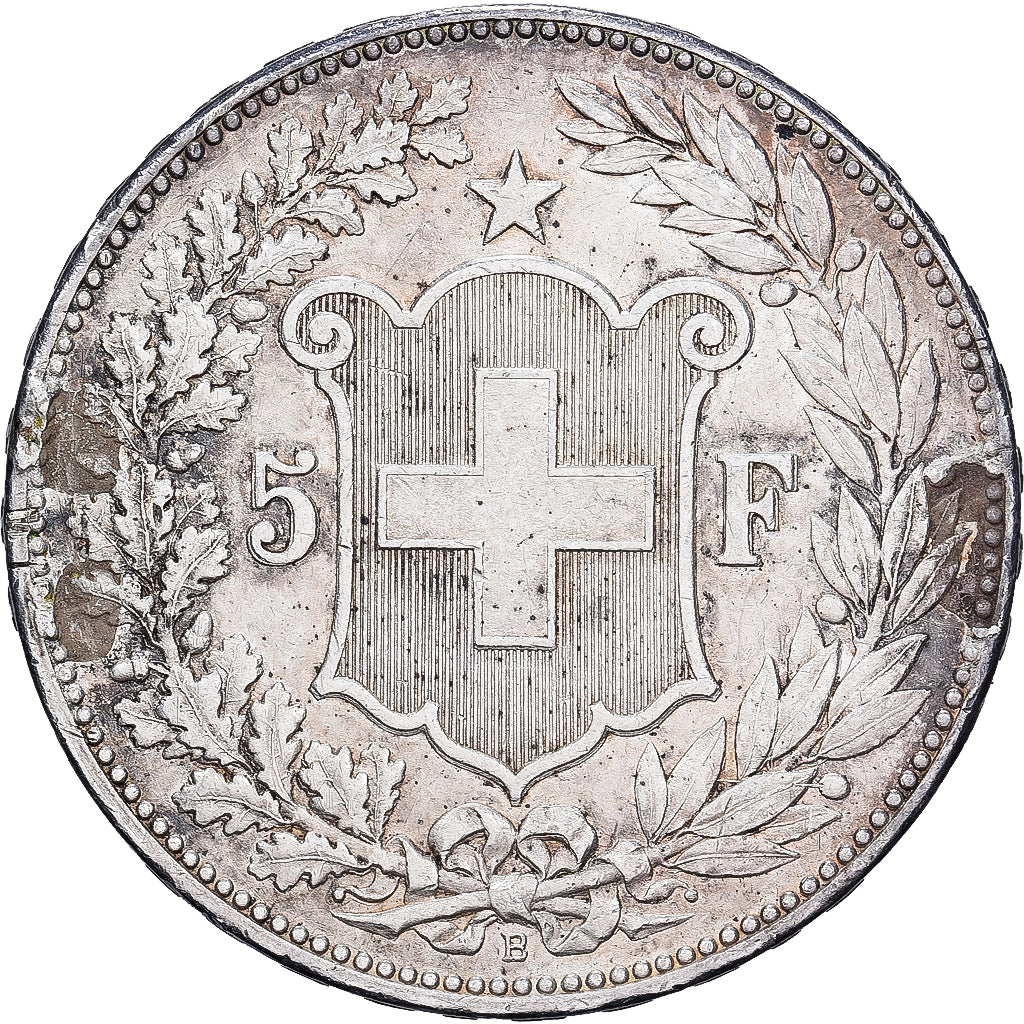 Suíça, 5 Francs, 1891, Bern, Prata, VF(20-25), KM:34