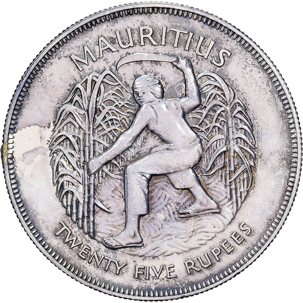 Mauritius, 25 Rupees, 1977, Silber, SS+, KM:43
