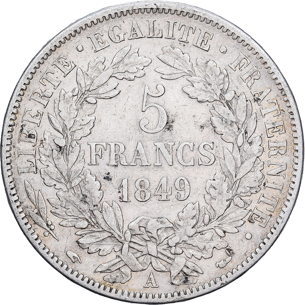 France, 5 Francs, Cérès, 1849, Paris, Silver, VF(30-35), Gadoury:719, KM:761.1