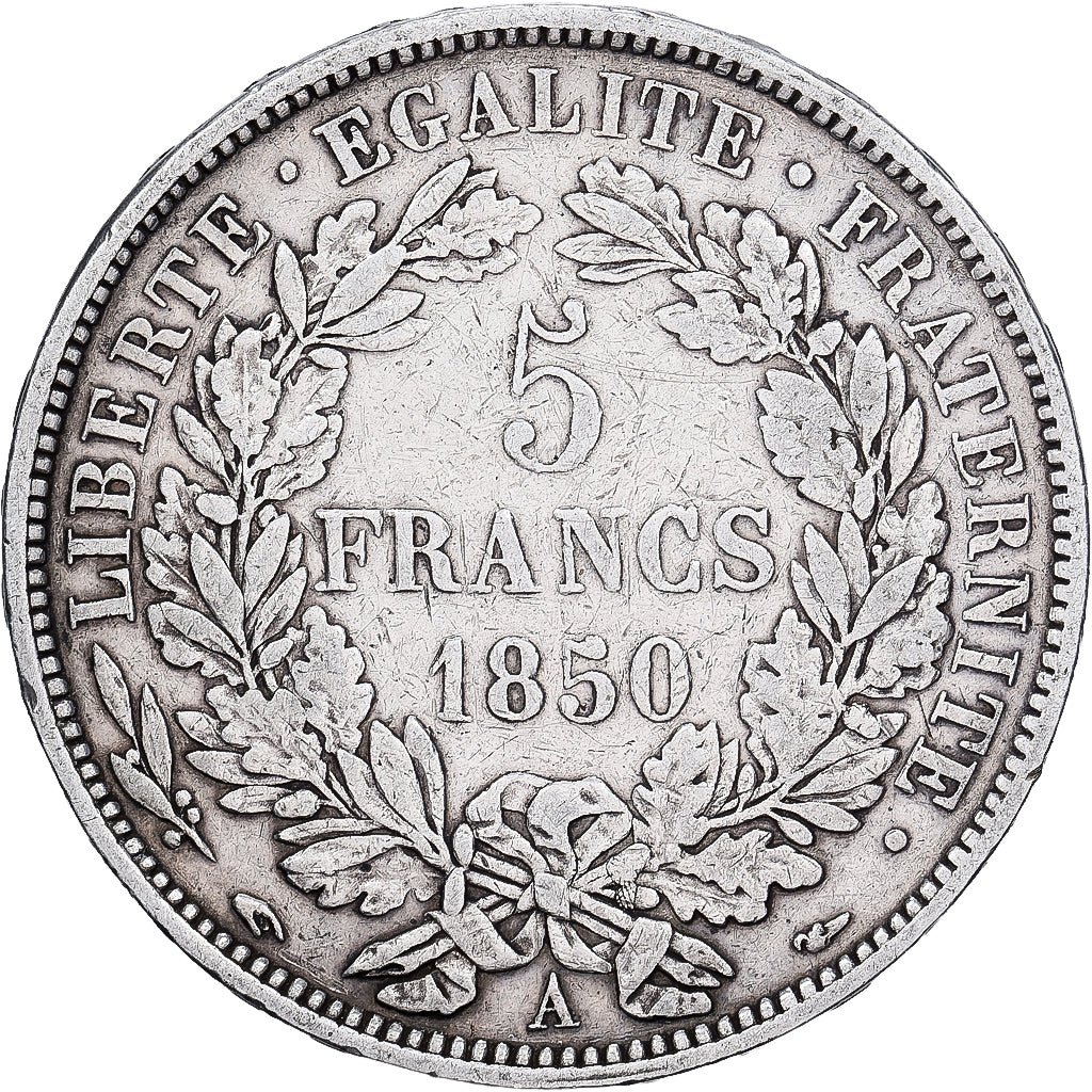 France, 5 Francs, Cérès, 1850, Paris, Silver, VF(30-35), Gadoury:719, KM:761.1
