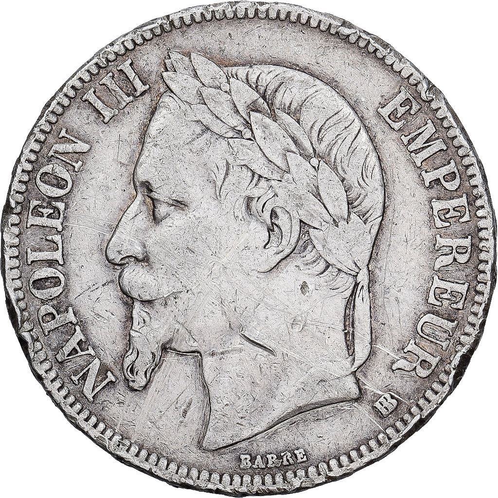 France, 5 Francs, Napoléon III, 1867, Strasbourg, Silver, VF(20-25), KM:799.2