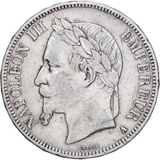 França, Napoleon III, 5 Francs, 1868, Paris, Prata, EF(40-45), Gadoury:739