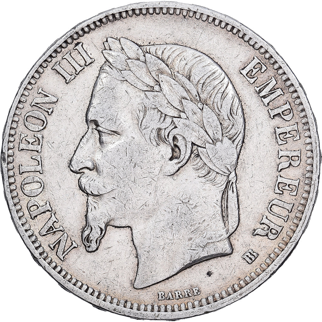 France, 5 Francs, Napoléon III, 1869, Strasbourg, Silver, EF(40-45)