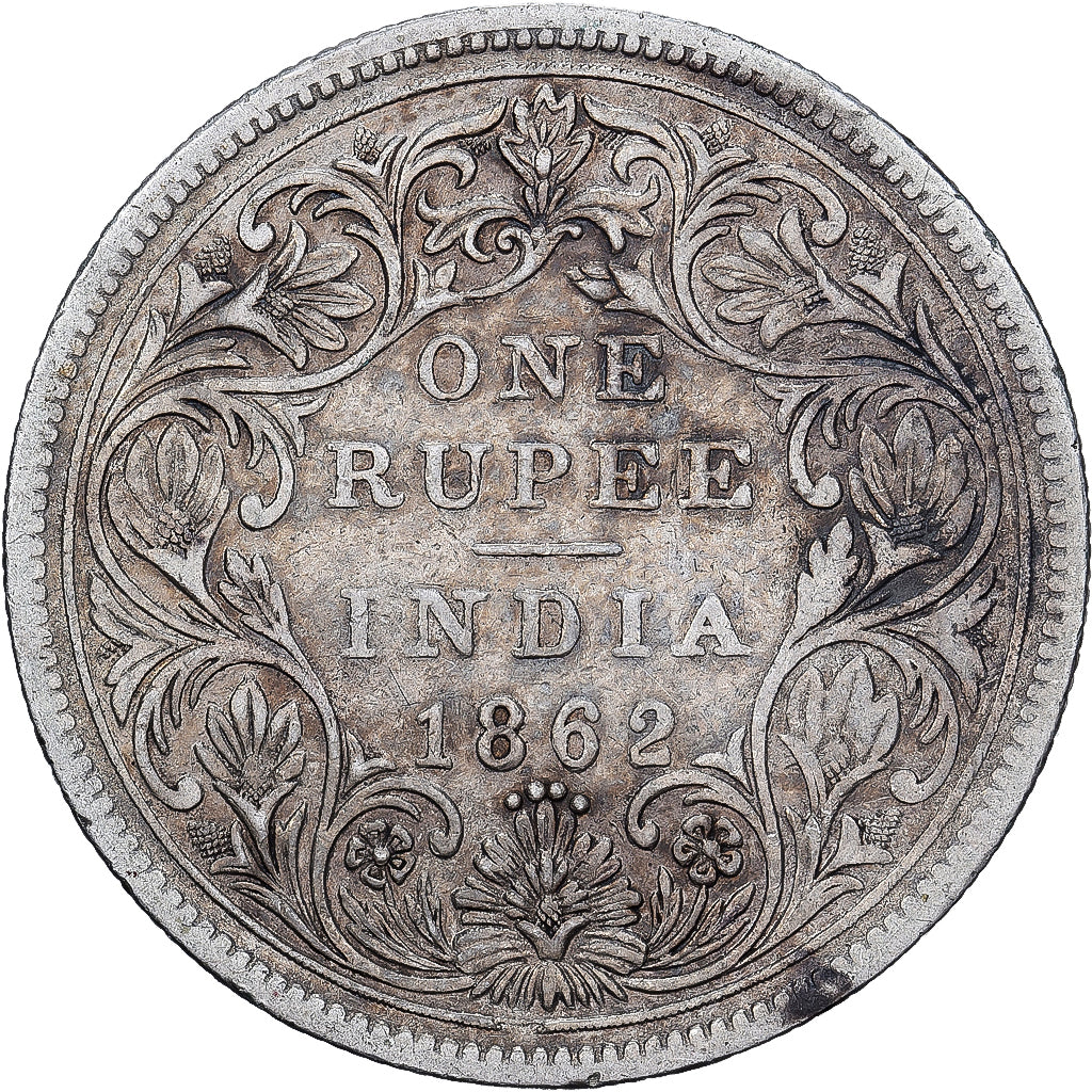 Britisch-Indien, Victoria, Rupee, 1862, Bombay, Silber, SGE+, KM:473.1