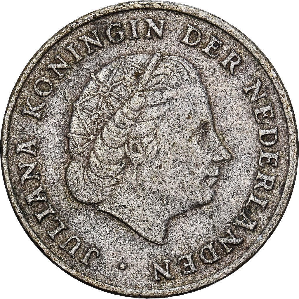 Netherlands Antilles, Juliana, 1 Gulden, 1952, Silver, VF(30-35)