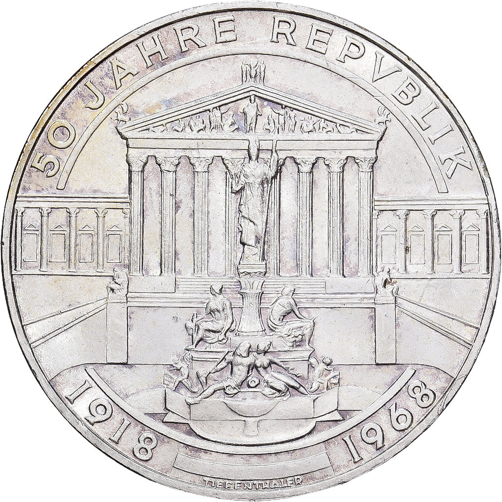 Áustria, 50 Schilling, 1968, Prata, MS(63), KM:2904.1