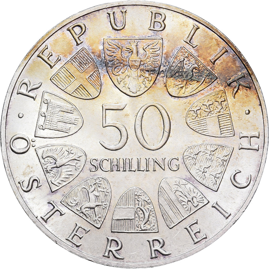 Áustria, 50 Schilling, 1968, Prata, MS(63), KM:2904.1