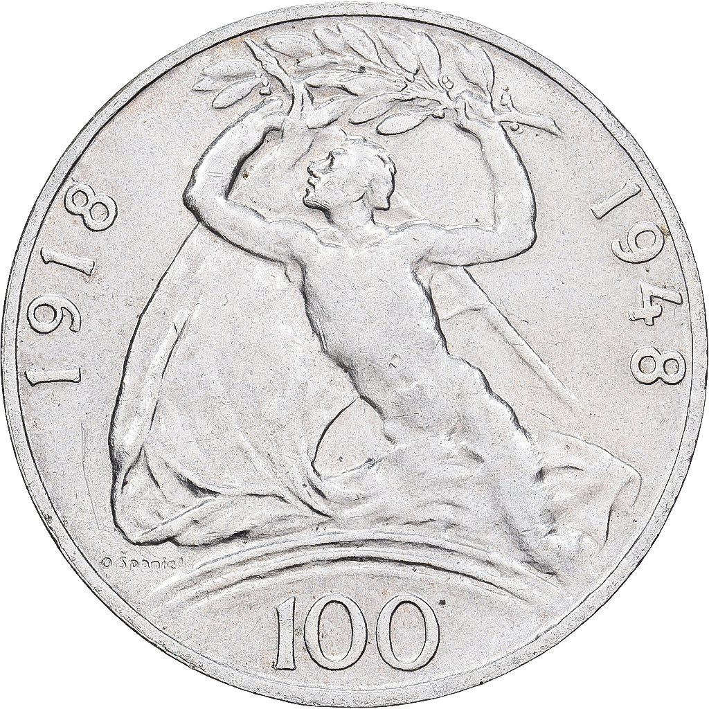 Checoslovaquia, 100 Korun, 1948, Plata, EBC, KM:27